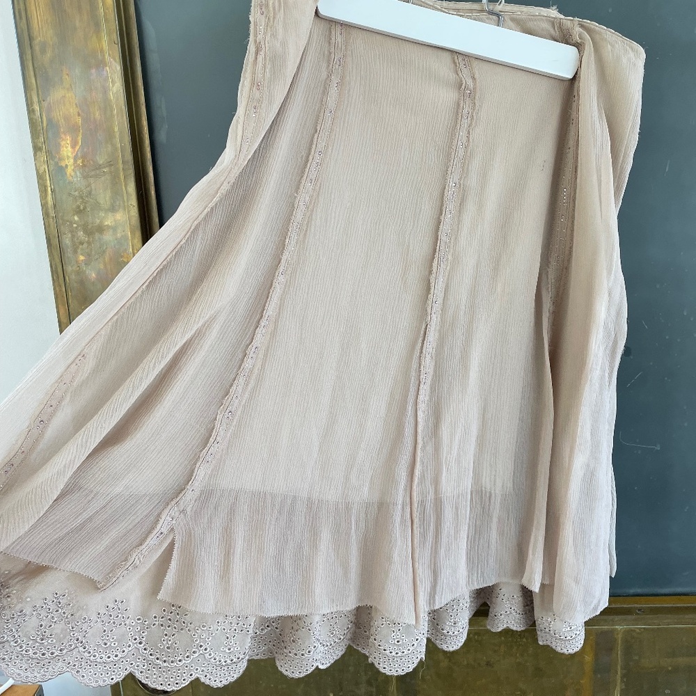 Elie Tahari Y2K Boho Lace Hem Skirt Beaded Chiffon Neiman Marcus NWT 8